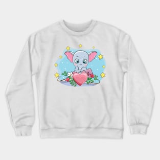 Cute elephant with heart and stars Crewneck Sweatshirt